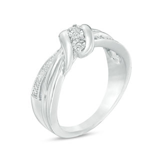 Diamond Accent Three Stone Wave Ring in Sterling Silver|Peoples Jewellers