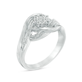 Composite Diamond Accent Bypass Swirl Ring in Sterling Silver|Peoples Jewellers
