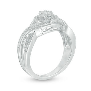 Composite Diamond Accent Bypass Ring in Sterling Silver|Peoples Jewellers