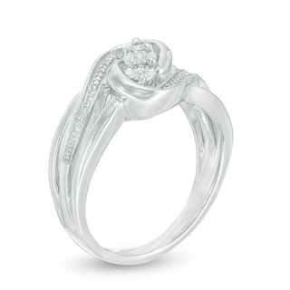 Diamond Accent Three Stone Bypass Ring in Sterling Silver|Peoples Jewellers