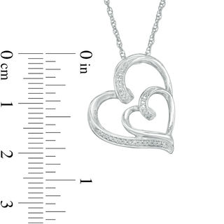 Diamond Accent Double Ribbon Hearts Pendant in Sterling Silver|Peoples Jewellers