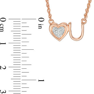 Composite Diamond Accent Heart "U" Necklace in Sterling Silver with 14K Rose Gold Plate - 17.5"|Peoples Jewellers