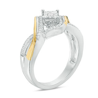 0.087 CT. T.W. Diamond Bypass Promise Ring in Sterling Silver and 10K Gold|Peoples Jewellers