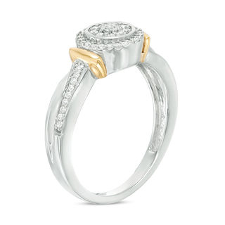 0.18 CT. T.W. Diamond Double Frame Collar Promise Ring in Sterling Silver and 10K Gold|Peoples Jewellers