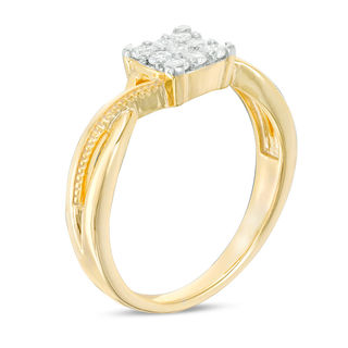 0.18 CT. T.W. Composite Diamond Square Twist Shank Promise Ring in 10K Gold|Peoples Jewellers