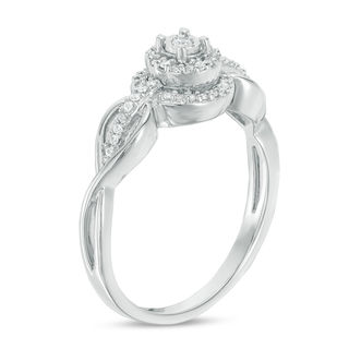 0.145 CT. T.W. Diamond Double Frame Promise Ring in 10K White Gold|Peoples Jewellers