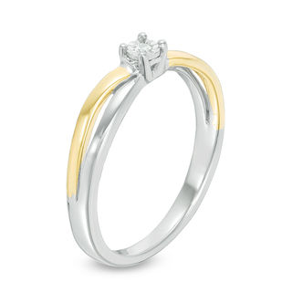 0.04 CT. Diamond Solitaire Bypass Promise Ring in Sterling Silver and 10K Gold|Peoples Jewellers