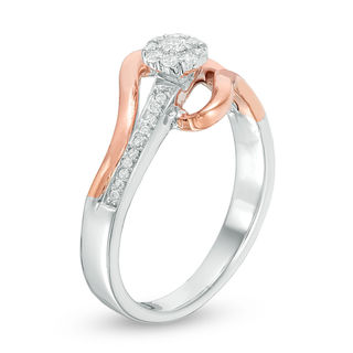 0.145 CT. T.W. Diamond Frame Bypass Promise Ring in Sterling Silver and 10K Rose Gold|Peoples Jewellers