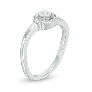 0.145 CT. T.W. Diamond Frame Wave Shank Promise Ring in Sterling Silver|Peoples Jewellers