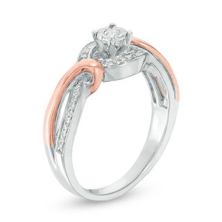 0.145 CT. T.W. Diamond Swirl Bypass Frame Promise Ring in Sterling Silver and 10K Rose Gold|Peoples Jewellers