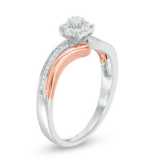 0.18 CT. T.W. Diamond Frame Bypass Promise Ring in Sterling Silver and 10K Rose Gold|Peoples Jewellers
