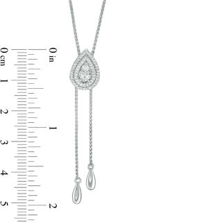 0.20 CT. T.W. Diamond Double Pear-Shaped Lariat Bolo Necklace in Sterling Silver - 26"|Peoples Jewellers