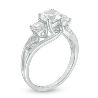 Lab-Created White Sapphire Three Stone Bypass Infinity Engagement Ring in Sterling Silver|Peoples Jewellers