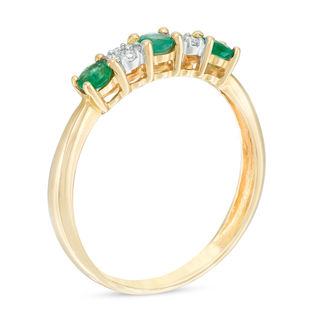 Emerald and 0.04 CT. T.W. Composite Diamond Five Stone Ring in 10K Gold|Peoples Jewellers