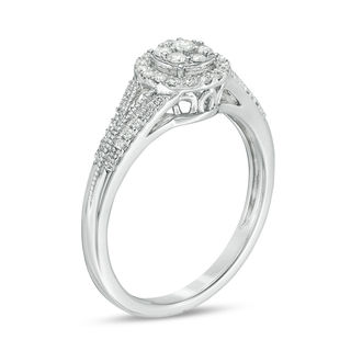 0.23 CT. T.W. Composite Diamond Frame Vintage-Style Engagement Ring in 10K White Gold|Peoples Jewellers