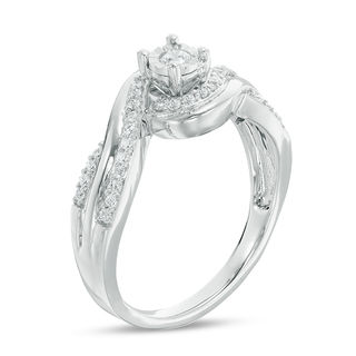 0.23 CT. T.W. Diamond Swirl Bypass Promise Ring in Sterling Silver|Peoples Jewellers