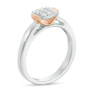0.18 CT. T.W. Composite Diamond Square Collar Promise Ring in Sterling Silver and 10K Rose Gold|Peoples Jewellers