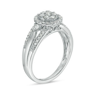 0.46 CT. T.W. Composite Diamond Frame Engagement Ring in 10K White Gold|Peoples Jewellers