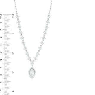Marquise Lab-Created White Sapphire Frame Drop Necklace in Sterling Silver - 16"|Peoples Jewellers