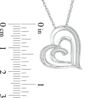 0.087 CT. T.W. Diamond Swirl Double Heart Pendant in Sterling Silver|Peoples Jewellers