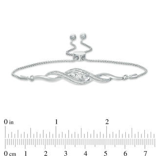 0.066 CT. T.W. Diamond Three Stone Twist Bolo Bracelet in Sterling Silver - 9.5"|Peoples Jewellers