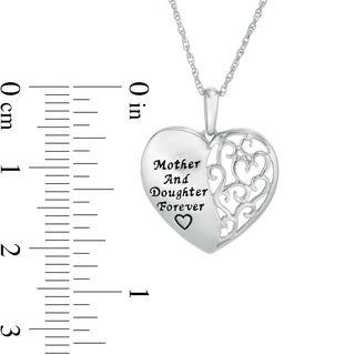"Mother and Daughter Forever" Scroll Heart Pendant in 10K White Gold|Peoples Jewellers