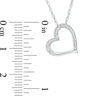 Diamond Accent Tilted Heart Pendant in 10K White Gold|Peoples Jewellers