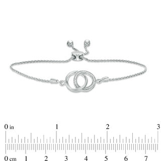 0.04 CT. T.W. Diamond Interlocking Circles Bolo Bracelet in Sterling Silver - 9.5"|Peoples Jewellers