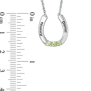Mother's Simulated Birthstone Horseshoe Necklace in Sterling Silver (3 Stones and 2 Names)|Peoples Jewellers