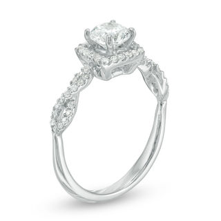 0.69 CT. T.W. Diamond Cushion Frame Twist Engagement Ring in 10K White Gold|Peoples Jewellers