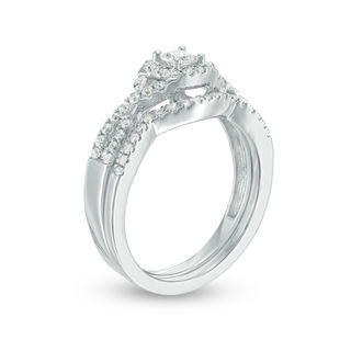 0.45 CT. T.W. Princess-Cut Diamond Frame Twist Bridal Set in 10K White Gold|Peoples Jewellers