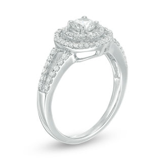 0.69 CT. T.W. Diamond Double Frame Engagement Ring in 10K White Gold|Peoples Jewellers