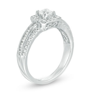 0.69 CT. T.W. Princess-Cut Diamond Frame Multi-Row Engagement Ring in 10K White Gold|Peoples Jewellers