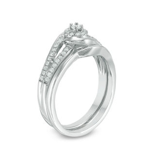 0.23 CT. T.W. Diamond Frame Swirl Bypass Bridal Set in Sterling Silver|Peoples Jewellers