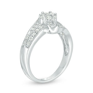 0.58 CT. T.W. Multi-Diamond Bypass Ring in 10K White Gold|Peoples Jewellers
