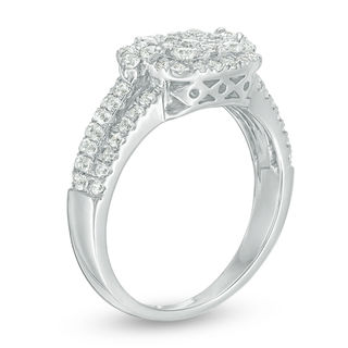0.69 CT. T.W. Multi-Diamond Cushion Frame Ring in 10K White Gold|Peoples Jewellers