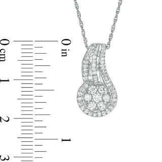 0.45 CT. T.W. Multi-Diamond Swirl Pendant in 10K White Gold|Peoples Jewellers