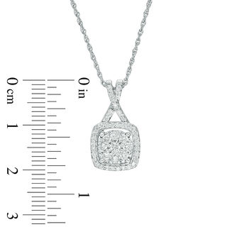 0.45 CT. T.W. Diamond Cushion Frame Pendant in 10K White Gold|Peoples Jewellers
