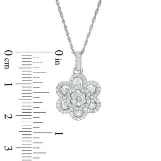0.45 CT. T.W. Multi-Diamond Flower Pendant in 10K White Gold|Peoples Jewellers