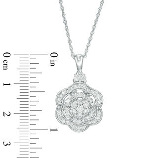 0.95 CT. T.W. Multi-Diamond Flower Pendant in 10K White Gold|Peoples Jewellers