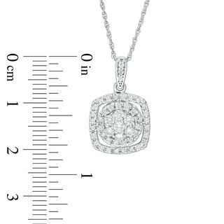 0.45 CT. T.W. Diamond Cushion Frame Pendant in 10K White Gold|Peoples Jewellers