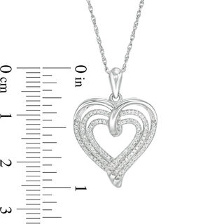 0.23 CT. T.W. Diamond Triple Heart Pendant in Sterling Silver|Peoples Jewellers