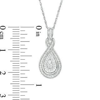 0.23 CT. T.W. Diamond Double Teardrop Frame Pendant in 10K White Gold|Peoples Jewellers
