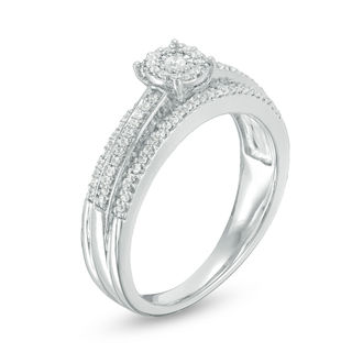 0.29 CT. T.W. Diamond Frame Multi-Row Engagement Ring in 10K White Gold|Peoples Jewellers