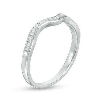 0.065 CT. T.W. Diamond Wavy Contour Wedding Band in 10K White Gold|Peoples Jewellers