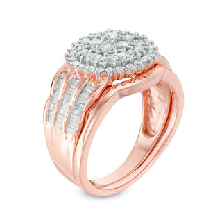 0.95 CT. T.W. Composite Diamond Frame Multi-Row Bridal Set in 10K Rose Gold|Peoples Jewellers