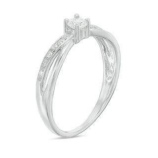 0.145 CT. T.W. Diamond Crossover Promise Ring in 10K White Gold|Peoples Jewellers