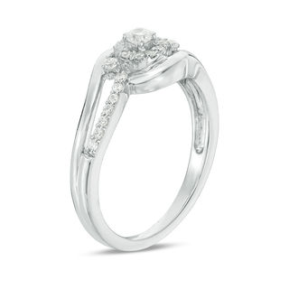 0.18 CT. T.W. Diamond Frame Swirl Bypass Promise Ring in 10K White Gold|Peoples Jewellers