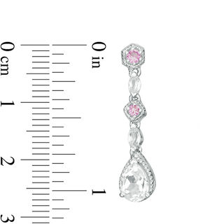 Pear-Shaped Lab-Created White and Pink Sapphire Vintage-Style Drop Pendant in Sterling Silver|Peoples Jewellers