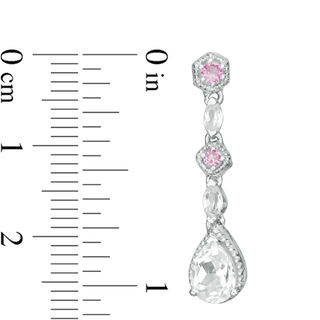 Pear-Shaped Lab-Created White and Pink Sapphire Vintage-Style Drop Earrings in Sterling Silver|Peoples Jewellers